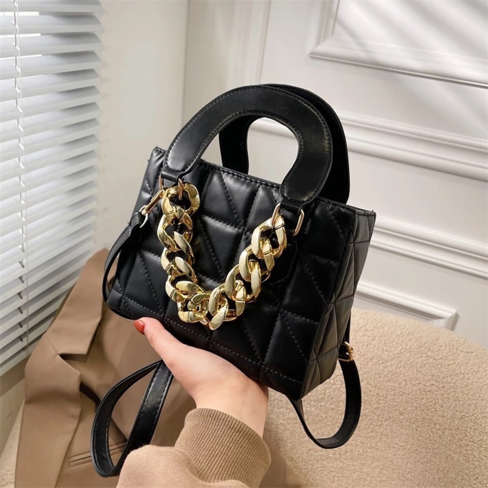 NEW! I Adore You Quilted Square Tote-Black
